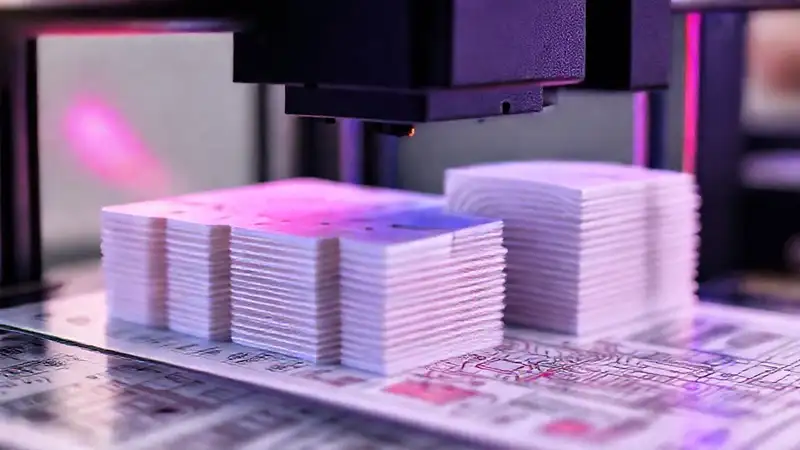 Impresora 3D mostrando capas y detalles técnicos