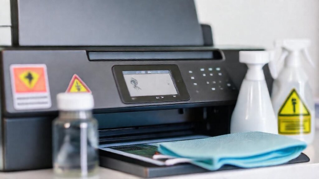 Infografía informativa sobre seguridad de la impresora